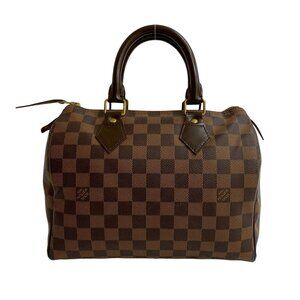 LOUIS VUITTON Brown Damier Leather Speedy 25 Boston Bag